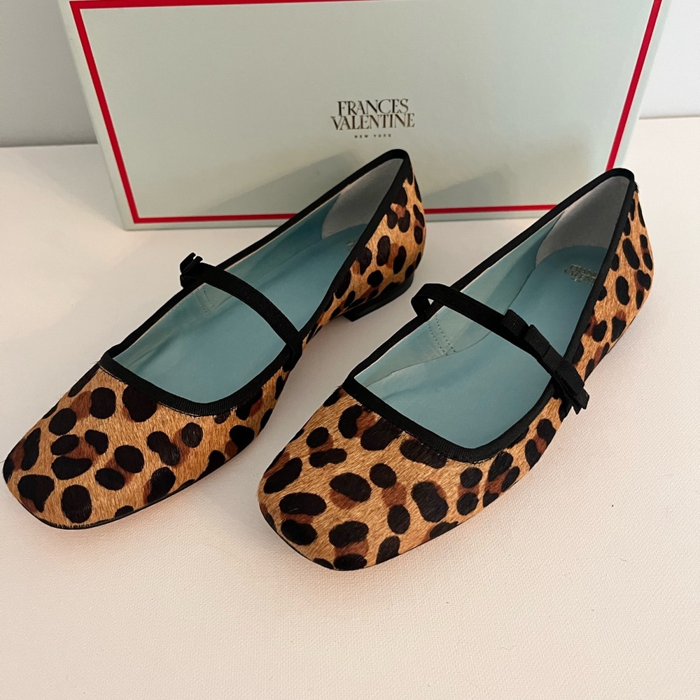 Frances Valentine Animal Print Flats with Black Trim
